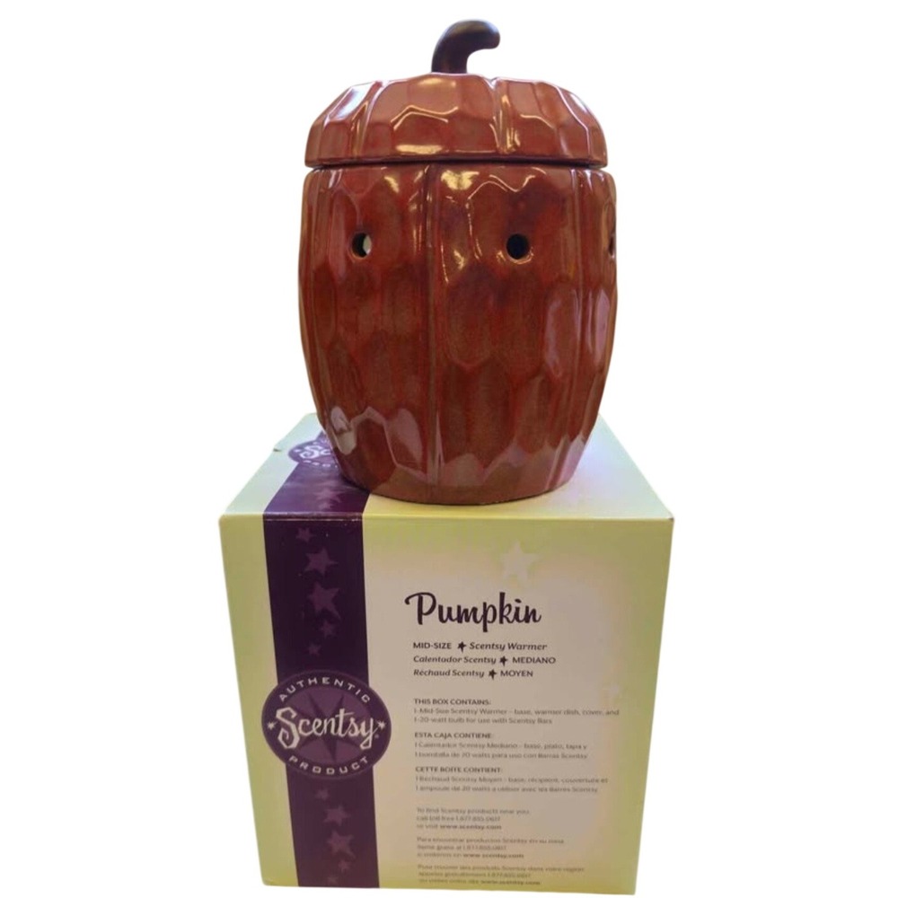 Scentsy Pumpkin Mid-Size Warmer Retired 2012 Fall Autumn Orange Ceramic Wax Melt
